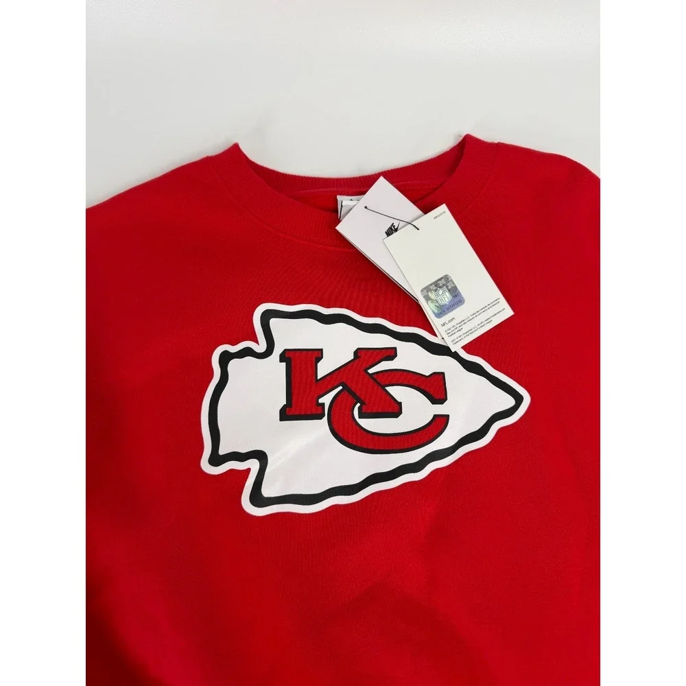 Kansas City Chiefs Nike Womens Oversized Red Club Fleece Crew‎ Sweatshirt Size M